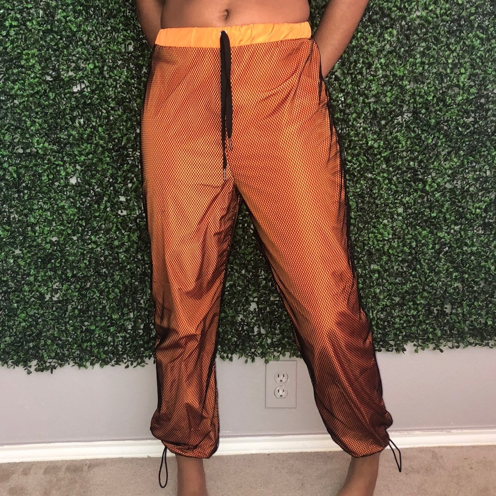 Orange windbreaker sweatpants